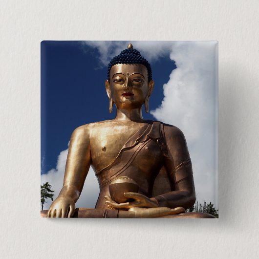 Badge Carré 5 Cm Statue de Bouddha assis (Devant)
