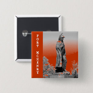 Badge Carré 5 Cm Statue de Fort McHenry N+B