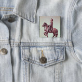 Badge Carré 5 Cm Statue équestre de Charlemagne (En situation)