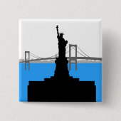 Badge Carré 5 Cm Statue of Liberty Silhouette New York Skyline (Devant)