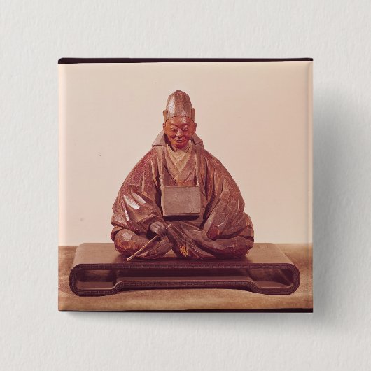 Badge Carré 5 Cm Statue posée de la période de Basho Edo (Devant)