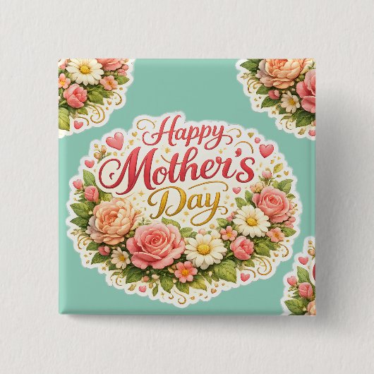 Badge Carré 5 Cm Stay floral wreath (Devant)