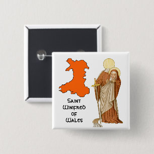 Badge Carré 5 Cm Ste Winifred du Pays de Galles (P 002)
