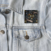 Badge Carré 5 Cm Steampunk (En situation)