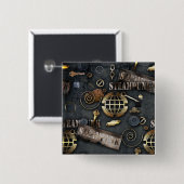 Badge Carré 5 Cm Steampunk (Devant & derrière)