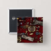 Badge Carré 5 Cm Steampunk (Devant & derrière)
