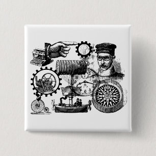 Badge Carré 5 Cm steampunk