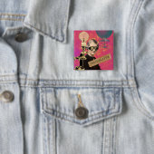 Badge Carré 5 Cm Steampunk Femme Trailblazer Pop Art (En situation)