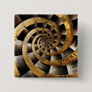 Badge Carré 5 Cm Steampunk - horloge - l'écoulement du temps