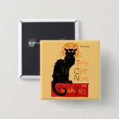 Badge Carré 5 Cm Steinlen Chat Noir Classique Artwork (Devant & derrière)