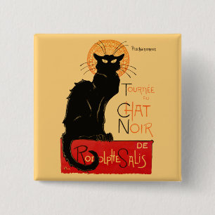 Badge Carré 5 Cm Steinlen Chat Noir Classique Artwork