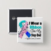 Badge Carré 5 Cm Step-Papa - Ruban Thyroïde Cancer (Devant & derrière)