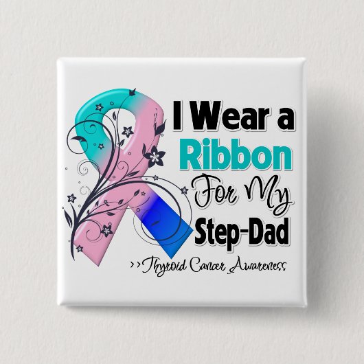 Badge Carré 5 Cm Step-Papa - Ruban Thyroïde Cancer (Devant)