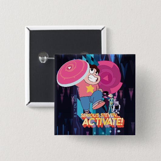 Badge Carré 5 Cm Steven Universe | Serious Steven… Activate! (Devant & derrière)