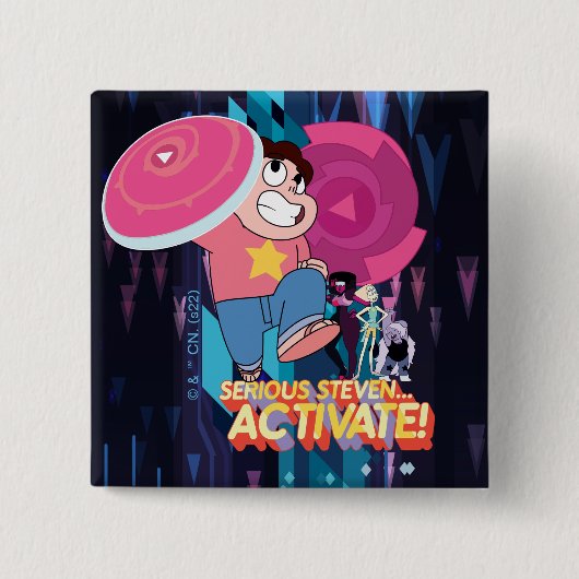 Badge Carré 5 Cm Steven Universe | Serious Steven… Activate! (Devant)