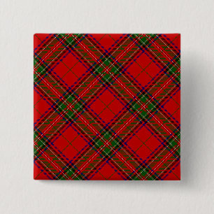 Badge Carré 5 Cm Stewart / Stuart tartan rouge vert plaid