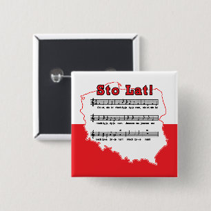 Badge Carré 5 Cm Sto Lat ! Carte de la chanson polonaise