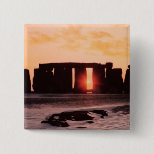Badge Carré 5 Cm Stonehenge, solstice d'hiver