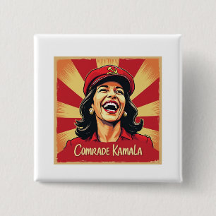 Badge Carré 5 Cm Stop Kamunism Harris Walz 2024 Camarade Kamala