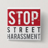 Badge Carré 5 Cm StopStreetHarassmentButton (Devant)