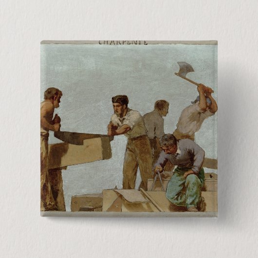 Badge Carré 5 Cm Structure en bois (Devant)