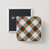 Badge Carré 5 Cm Stuart / Stewart tartan blanc rouge vert plaid (Devant & derrière)