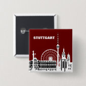 Badge Carré 5 Cm Stuttgar Stadt Skyline - Button / Feker / Pin (Devant & derrière)