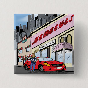 Badge Carré 5 Cm Style comique d'art de la Commission