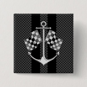 Badge Carré 5 Cm Styles Chrome en fibre de carbone marine de course