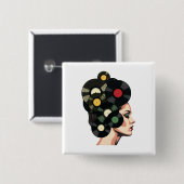 Badge Carré 5 Cm Stylized Retro Vinyl Record Poster Art (Devant & derrière)