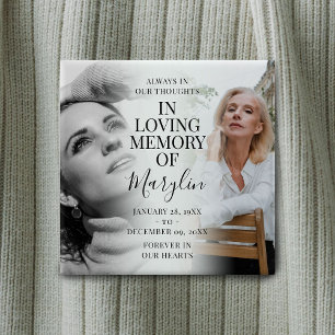 Badge Carré 5 Cm Stylo Funeral Memorial avant & après photo