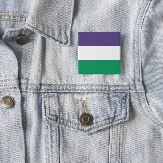 Badge Carré 5 Cm Suffragette Flag (En situation)