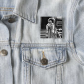 Badge Carré 5 Cm Suffragette stylée, 1908 (En situation)