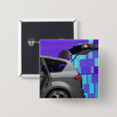 Badge Carré 5 Cm SUISSE, GENÈVE : 75e Genève Auto 10 (Devant & derrière)