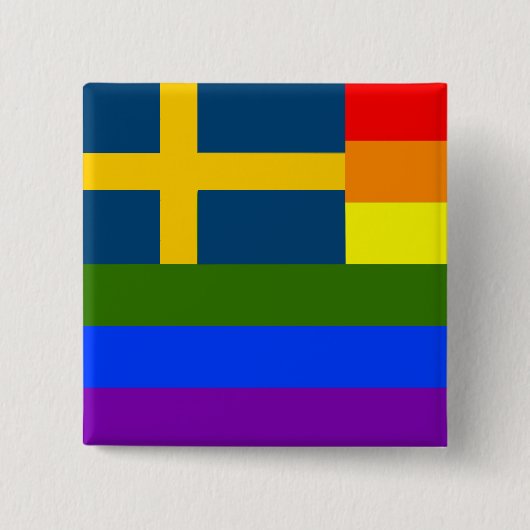 BADGE CARRÉ 5 CM SUISSE LGBT RAINBOW FLAG SWEDEN PRIME (Devant)
