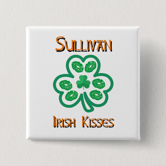 Badge Carré 5 Cm Sullivan Irish Kisses Button (Devant)
