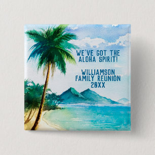 Badge Carré 5 Cm Summer Beach Reunion Famille Aloha Rassemblement