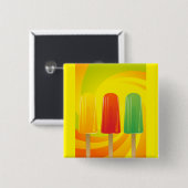 Badge Carré 5 Cm Summer Ice Pops Trio Bright Popsicles (Devant & derrière)