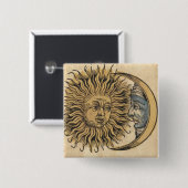 Badge Carré 5 Cm Sun et lune (Devant & derrière)