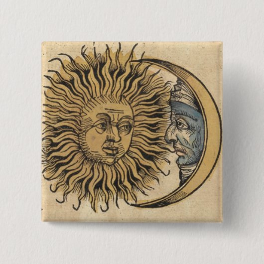 Badge Carré 5 Cm Sun et lune (Devant)