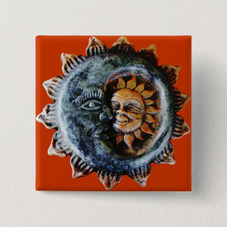Badge Carré 5 Cm Sun et lune