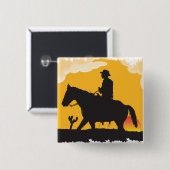 Badge Carré 5 Cm Sunset Cowboy (Devant & derrière)