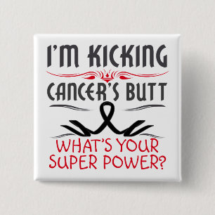 Badge Carré 5 Cm Super pouvoir de coup de pied de bout de Cancer de