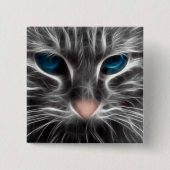 Badge Carré 5 Cm Superbe Chat aux Yeux Bleus (Devant)
