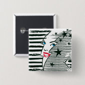 Badge Carré 5 Cm Supergirl Lightning With Face (Devant & derrière)