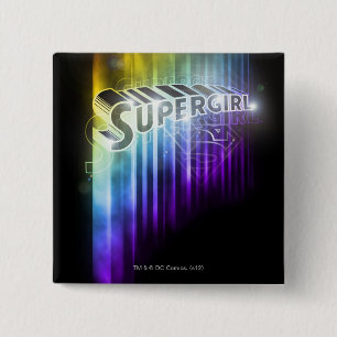 Badge Carré 5 Cm Supergirl Rainbow