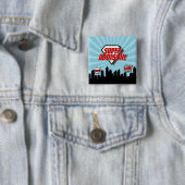 Badge Carré 5 Cm Superhero Comic Birthday Party Button (En situation)