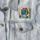 Badge Carré 5 Cm Superman et Green Lantern Combat Brainiac (En situation)