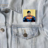 Badge Carré 5 Cm Superman Flying (En situation)