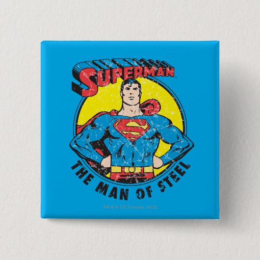 Badge Carré 5 Cm Superman L'homme de l'acier (Devant)